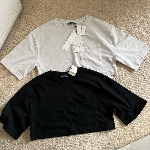 Zara Tops - NWT Zara Cropped T Shirts Tops w/ Pockets